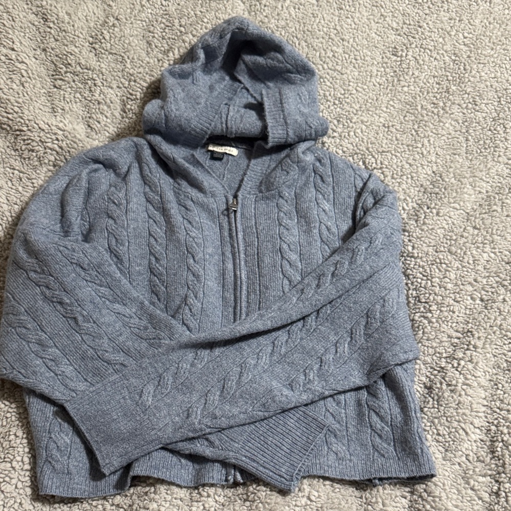 American Eagle Outfitters Blue Cropped Knit Sweater